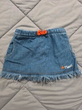 Girls sz 3T Jean Denim Skort Auburn Tigers Fringe Bottom So Cute